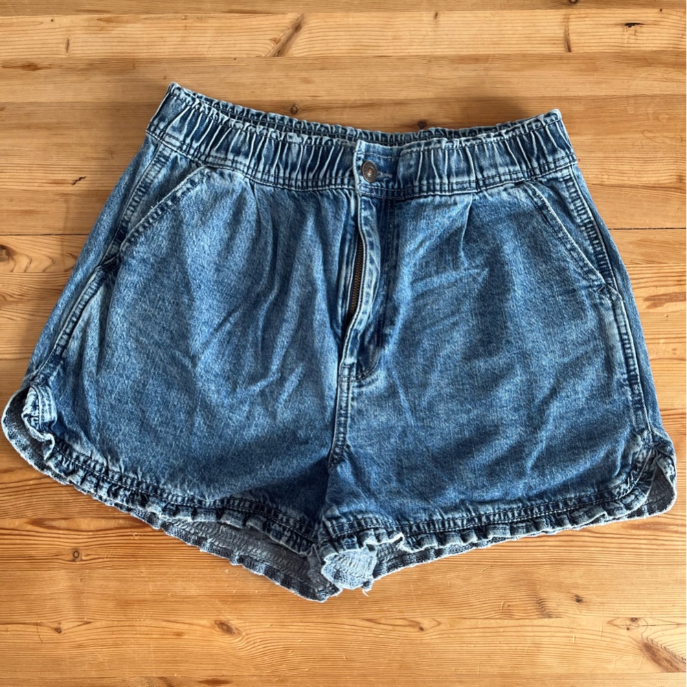 American Eagle Blue Jean Shorts Relaxed Fit Raw Hem